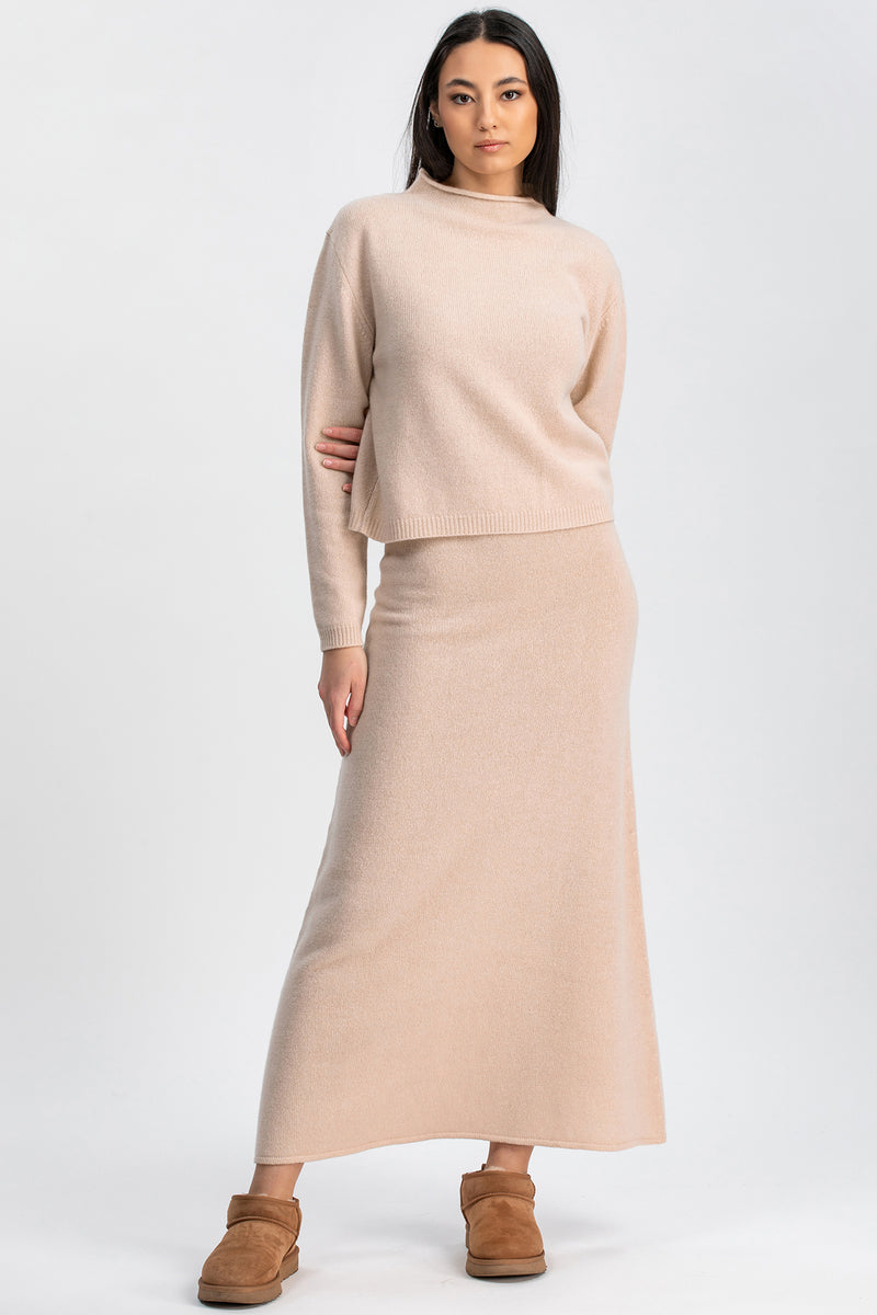 CORTINA | Beige Skirt in Supreme Wool and Cashmere