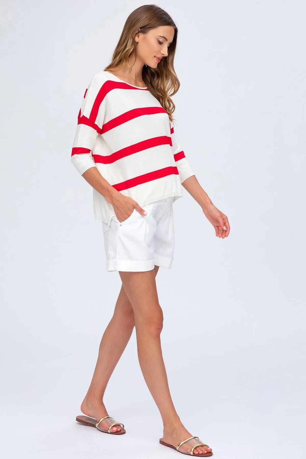 MINI SHORT IN LINO | Pantaloncini Premaman Bianchi - Pietro Brunelli