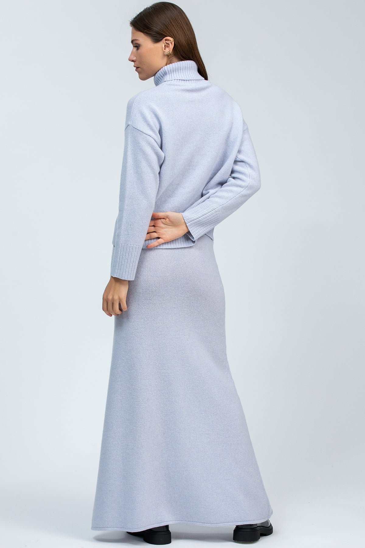 CHAMPOLUC | Maglione Azzurro in Lana Merinos e Cachemire