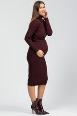 ALBA | Bordeaux Ribbed Knit Maternity Pencil Skirt