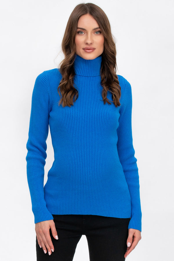 Ribbed maternity sweater in electric blue