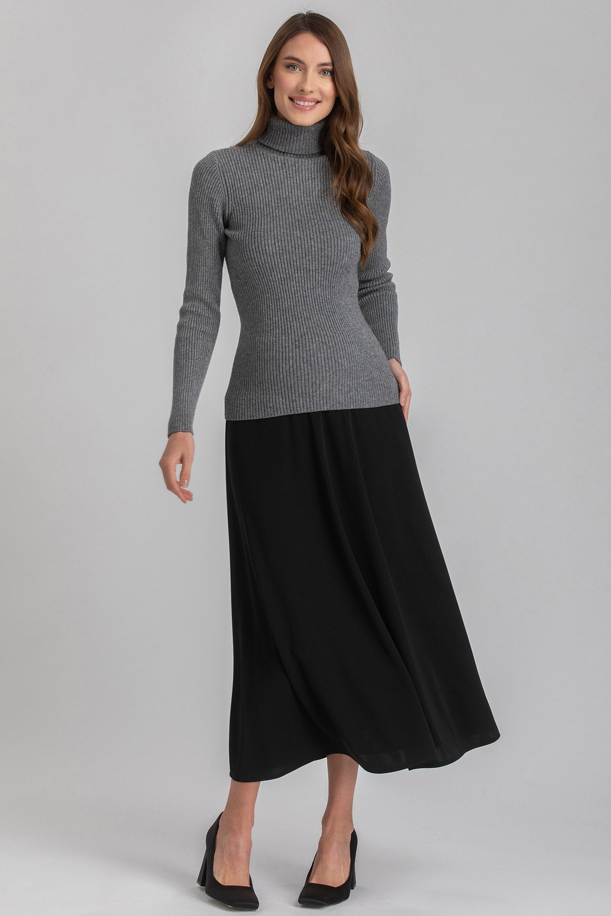 BLUMA | Gonna Maxi Premaman Nera in tessuto non-trasparente, Tznius Maternity Skirt, Modest maternity dress