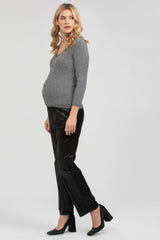 LOGAN | Pantaloni Premaman in Pelle Vegana Nero