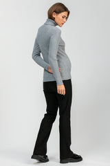 PRINCE | Black Maternity Pants with Slight Flare in technical fabric