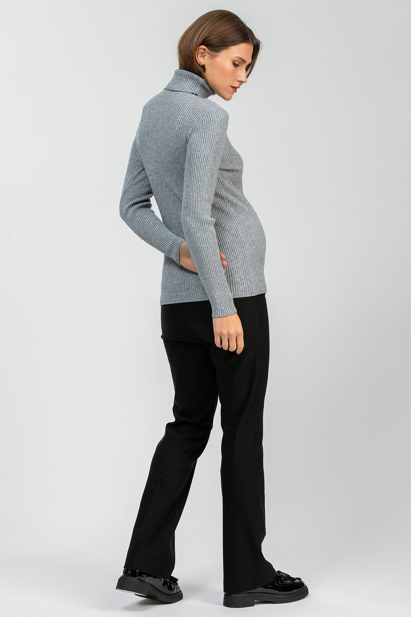 PRINCE | Black Maternity Pants with Slight Flare in technical fabric