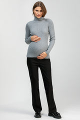 PRINCE | Black Maternity Pants with Slight Flare in technical fabric
