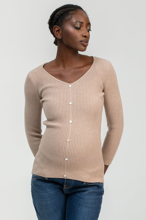 BELLA | Maglia Premaman Beige con Manica 3/4