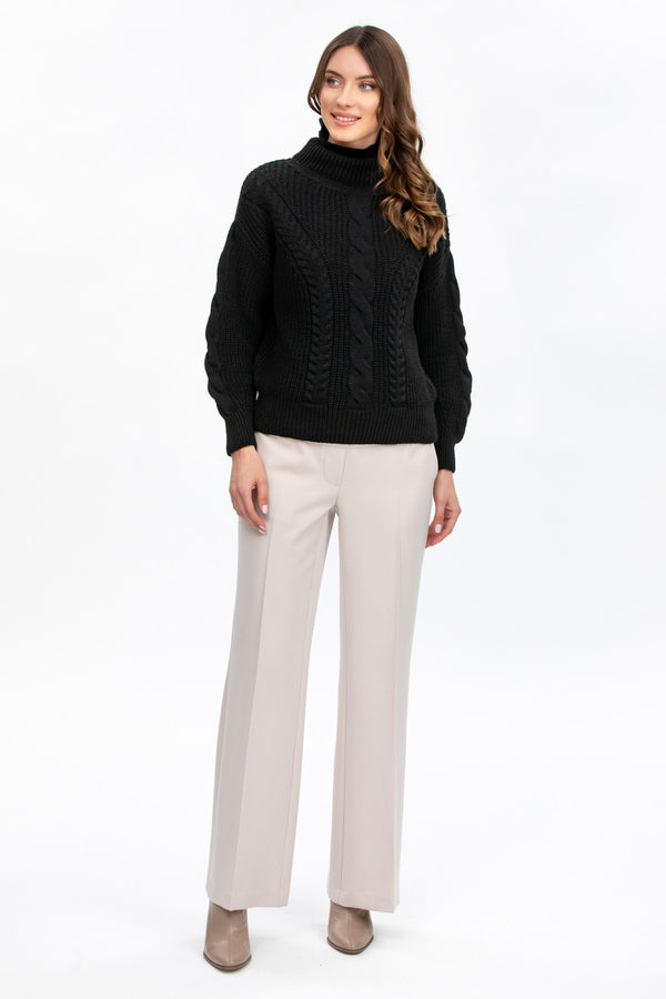 Pantaloni premaman beige a gamba svasata