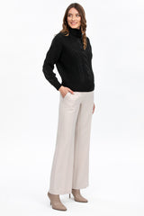 MAXIMILIAN | Pantaloni Premaman Beige a Gamba Leggermente Svasata