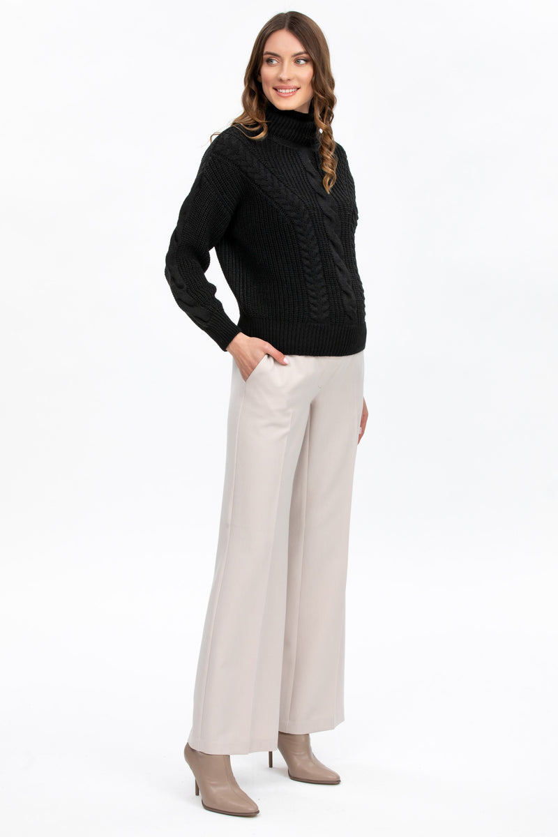 MAXIMILIAN | Pantaloni Premaman Beige a Gamba Leggermente Svasata