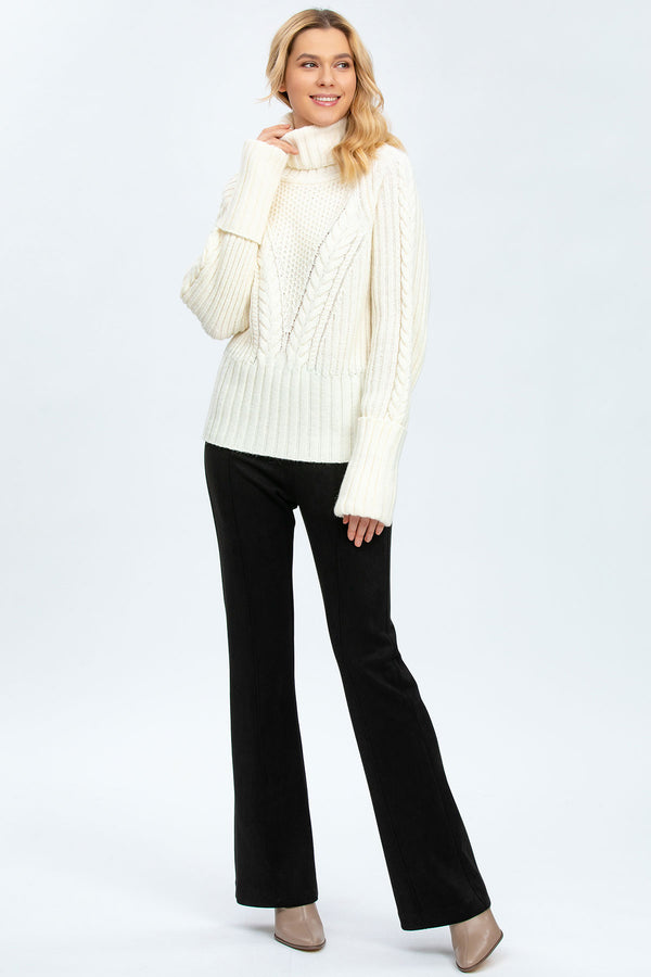 COURCHEVEL | White Sweater with Tricot Knit in Wool and Cashmere