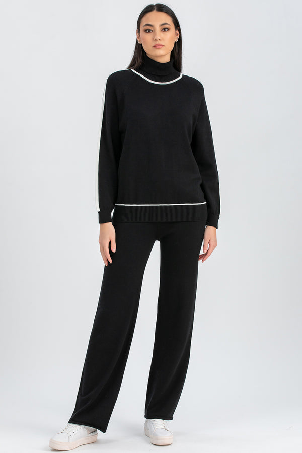 CRYSTAL | Pantaloni Neri a Gamba Dritta
