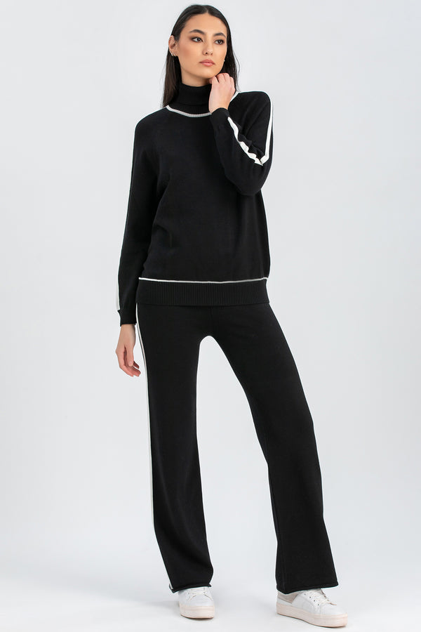 CRYSTAL | Black Sweater with Turtleneck