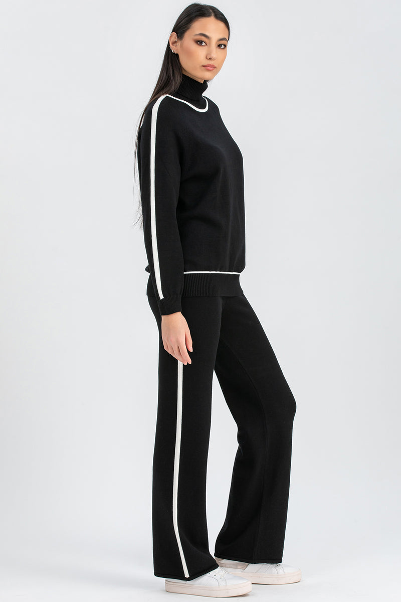 CRYSTAL | Black Sweater with Turtleneck