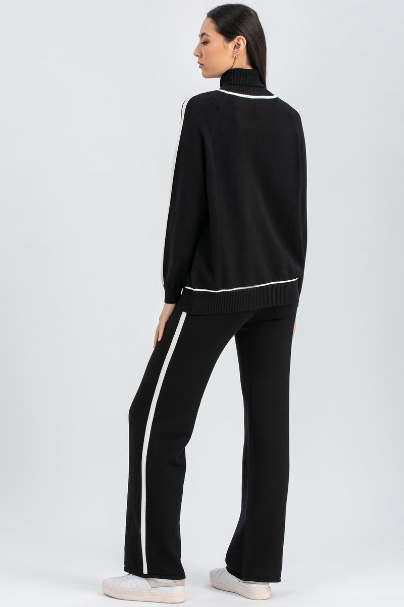 CRYSTAL | Black Straight-Leg Pants