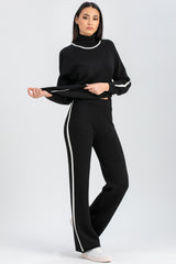 CRYSTAL | Black Straight-Leg Pants