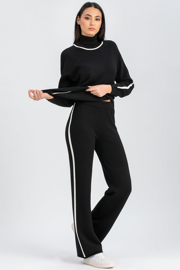 CRYSTAL | Black Straight-Leg Pants