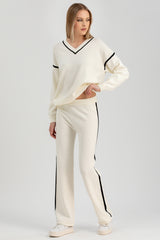 CRYSTAL | White Straight-Leg Pants