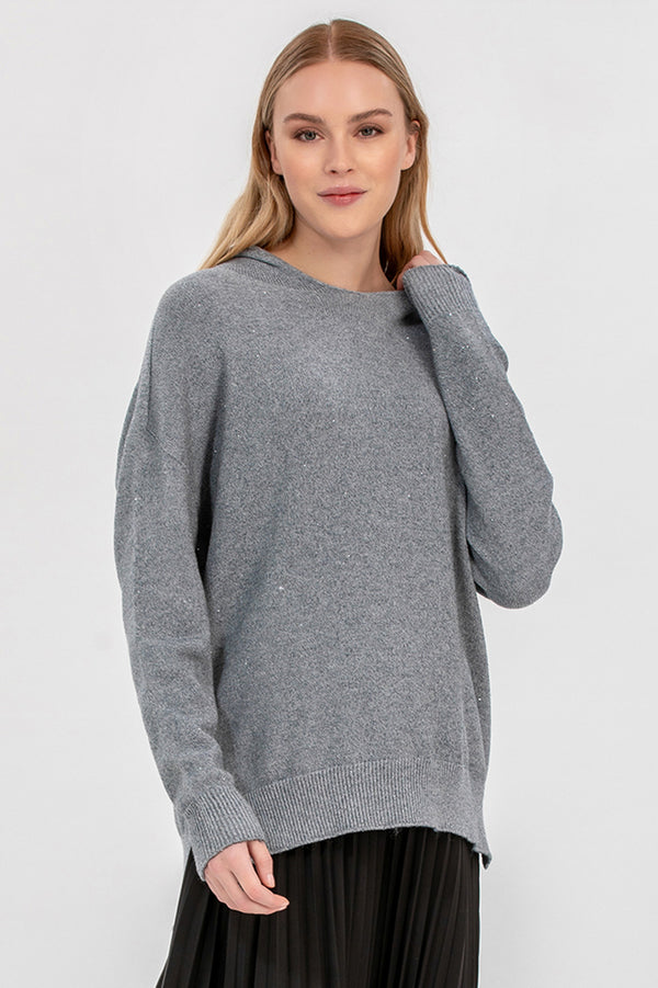 Maglia Premaman Grigia con Cappuccio | ELSA