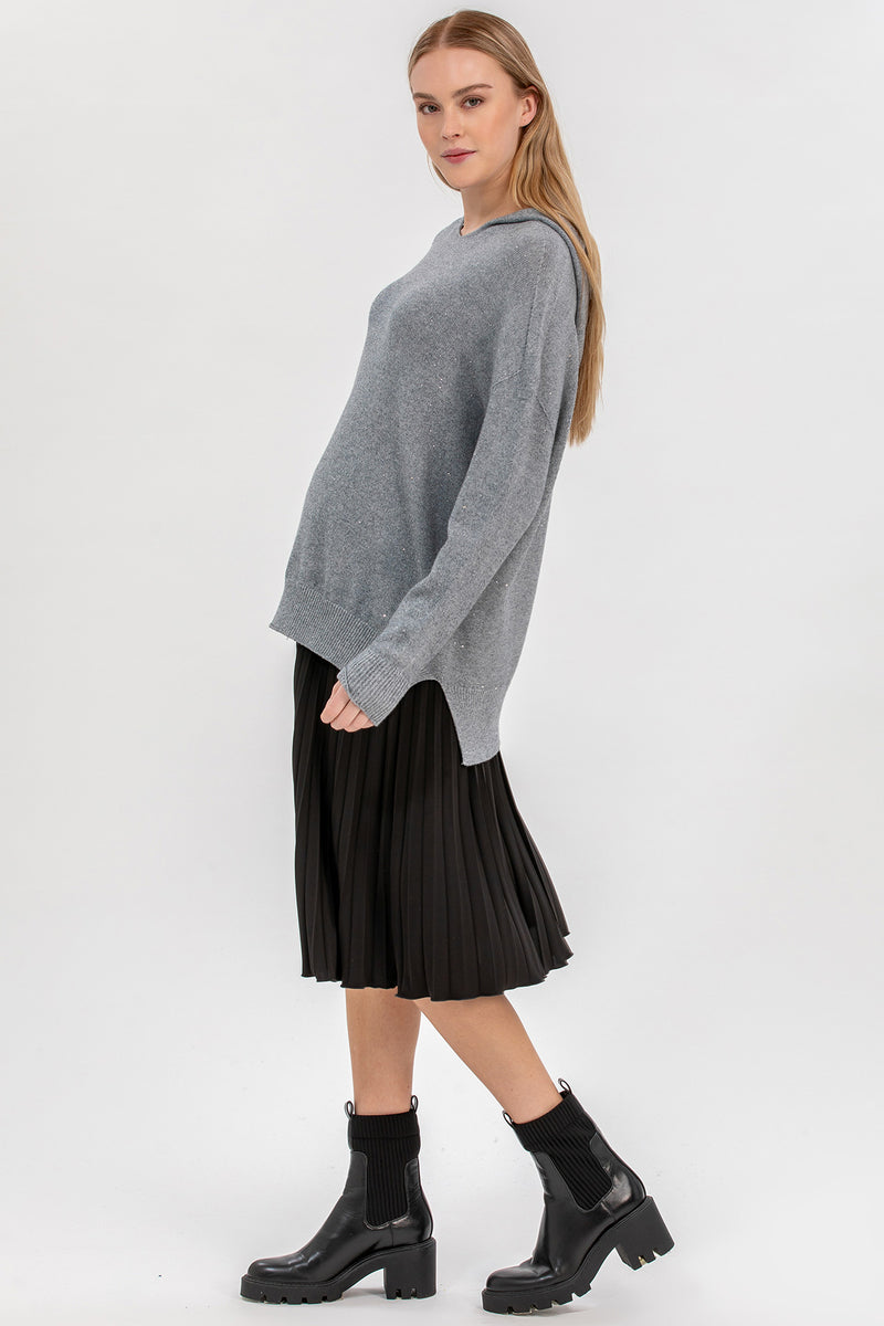 ELSA | Maglia Premaman Grigia con Cappuccio