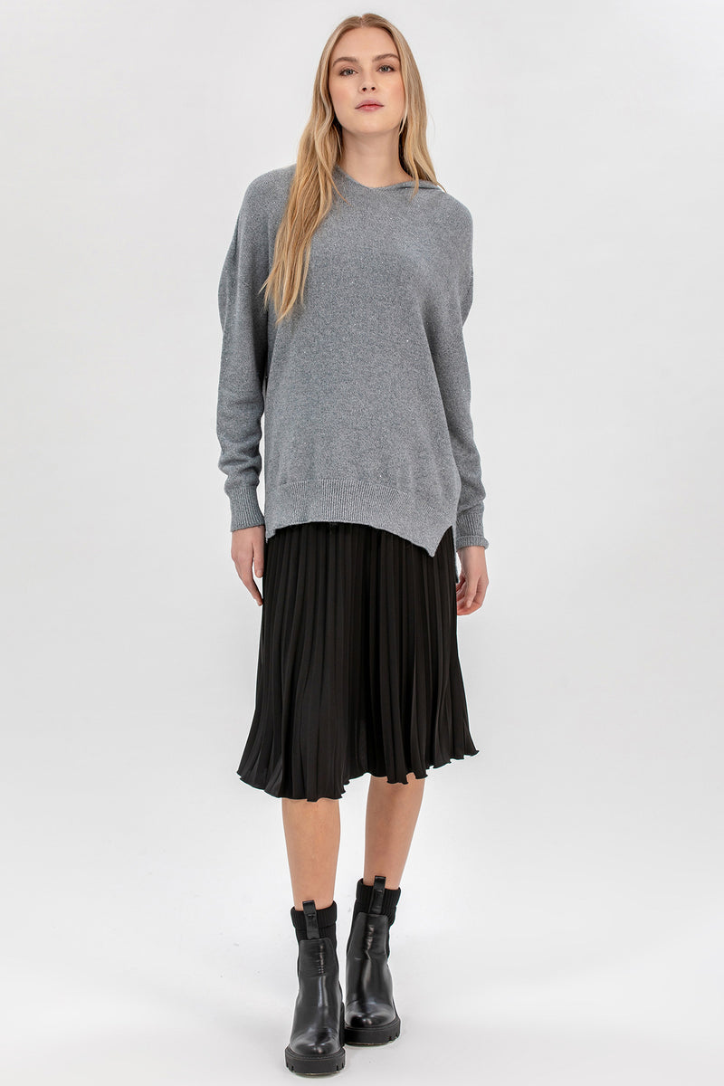 ELSA | Maglia Premaman Grigia con Cappuccio