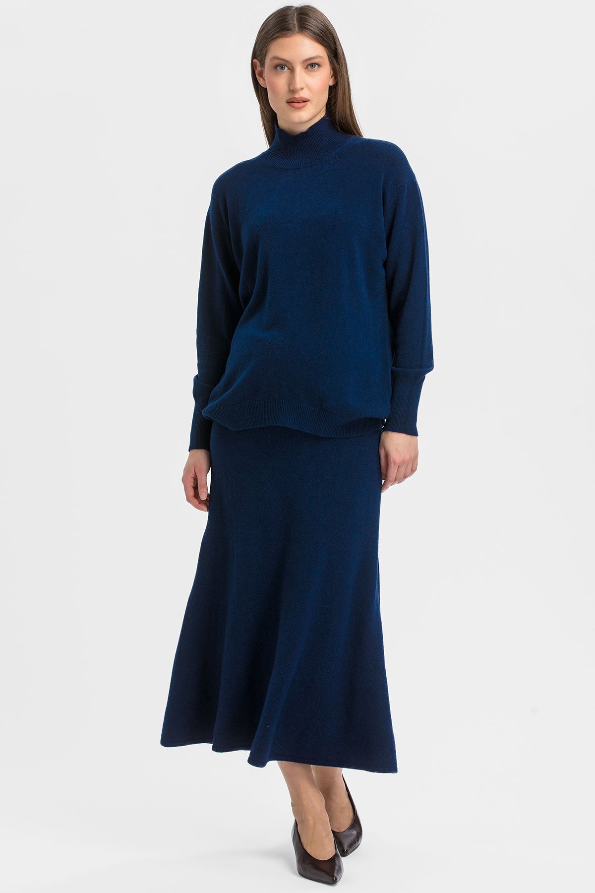 REGINA | Maglia Premaman Blu Scuro a Collo Alto