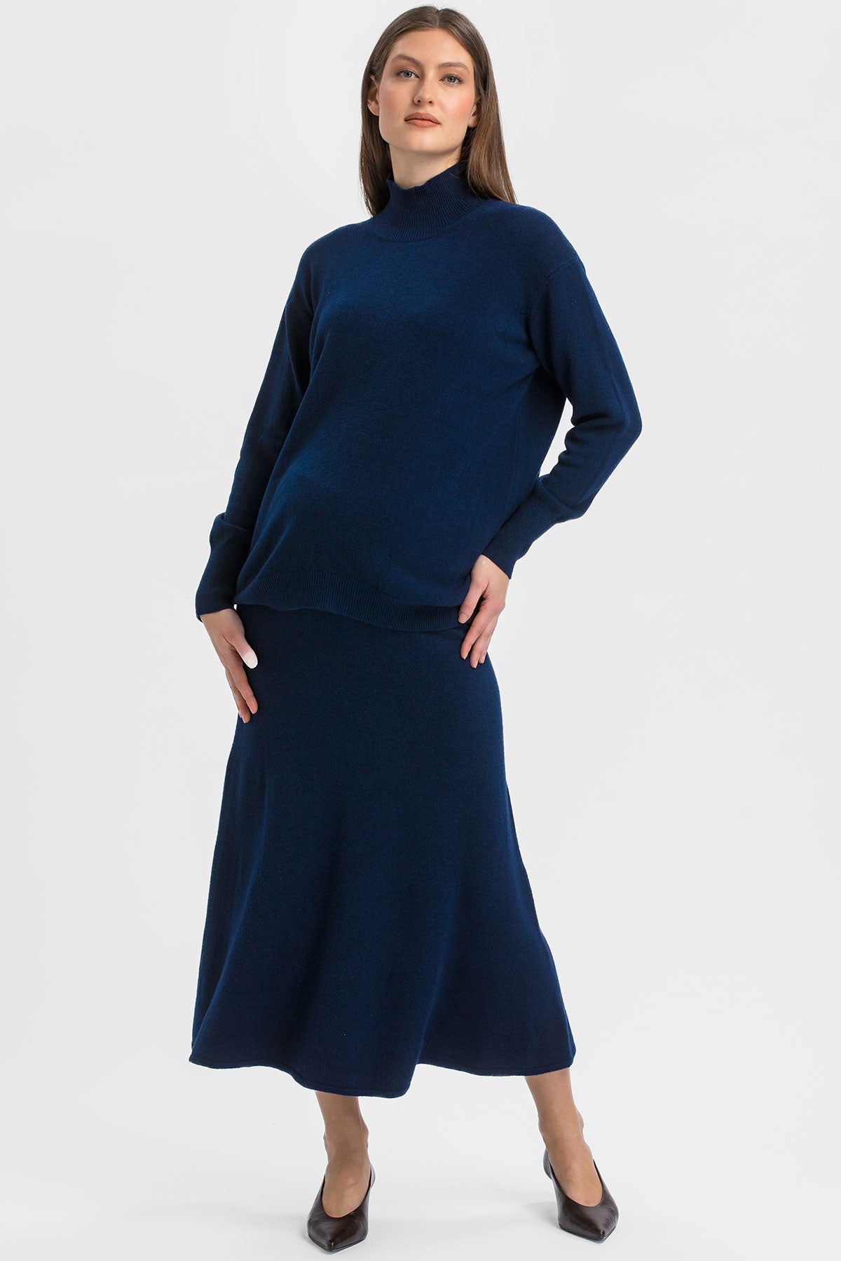 REGINA | Maglia Premaman Blu Scuro a Collo Alto