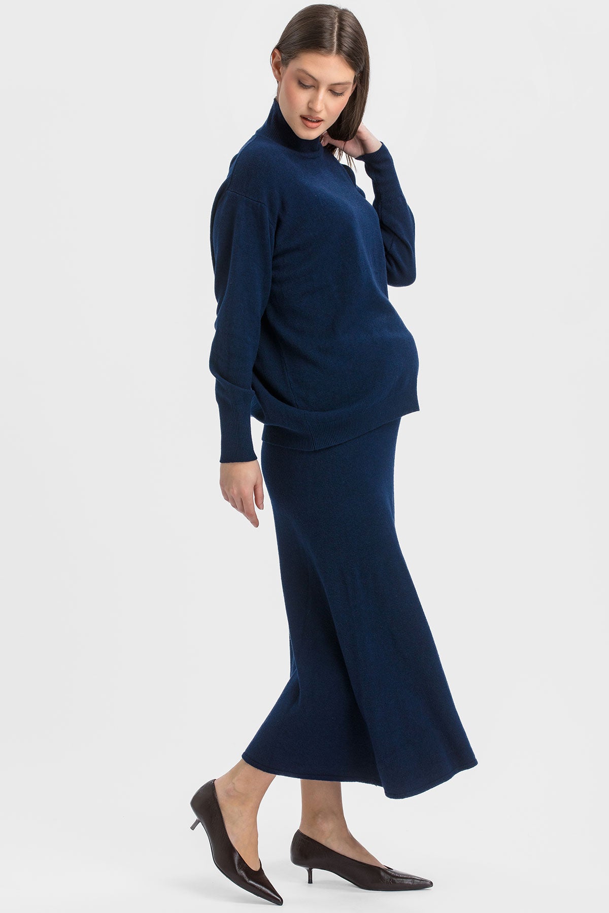 Maglia Premaman Blu Scuro a Collo Alto