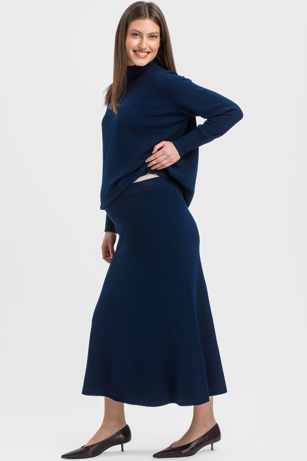 Gonna Premaman Blu Scuro Lunga in Maglia