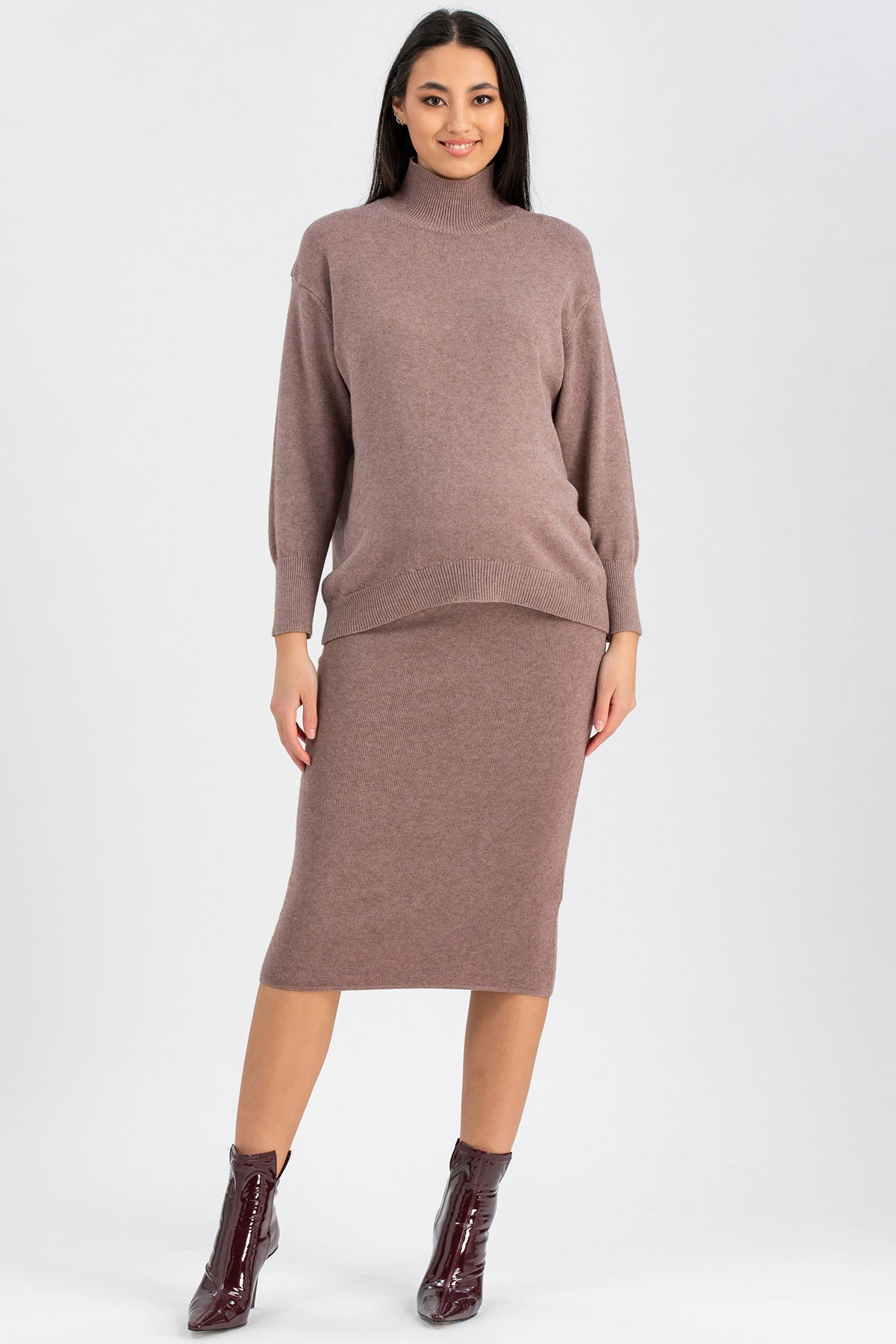 REGINA | Maglia Premaman Rosa con Collo a Lupetto