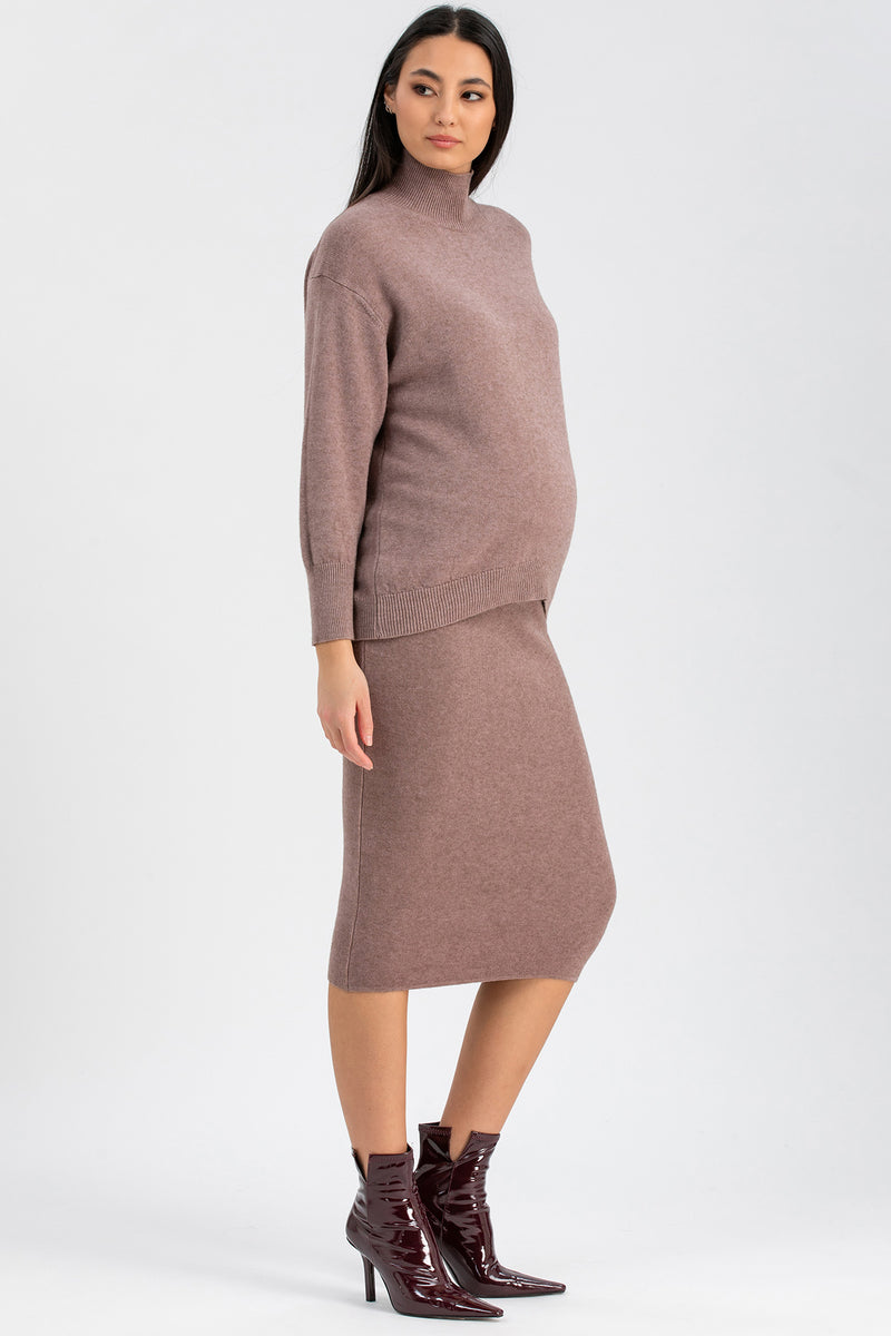 REGINA | Pink Maternity Turtleneck Sweater