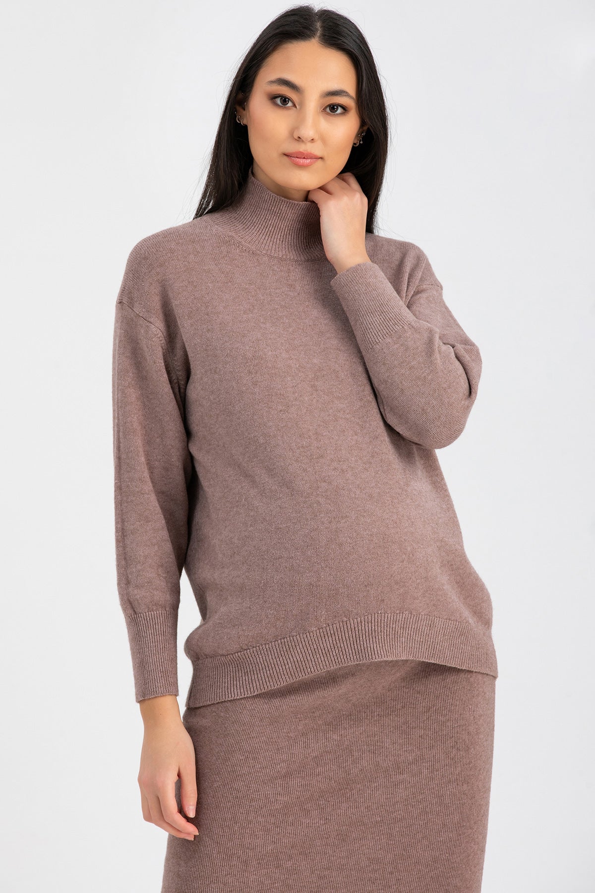 REGINA | Maglia Premaman Rosa con Collo a Lupetto