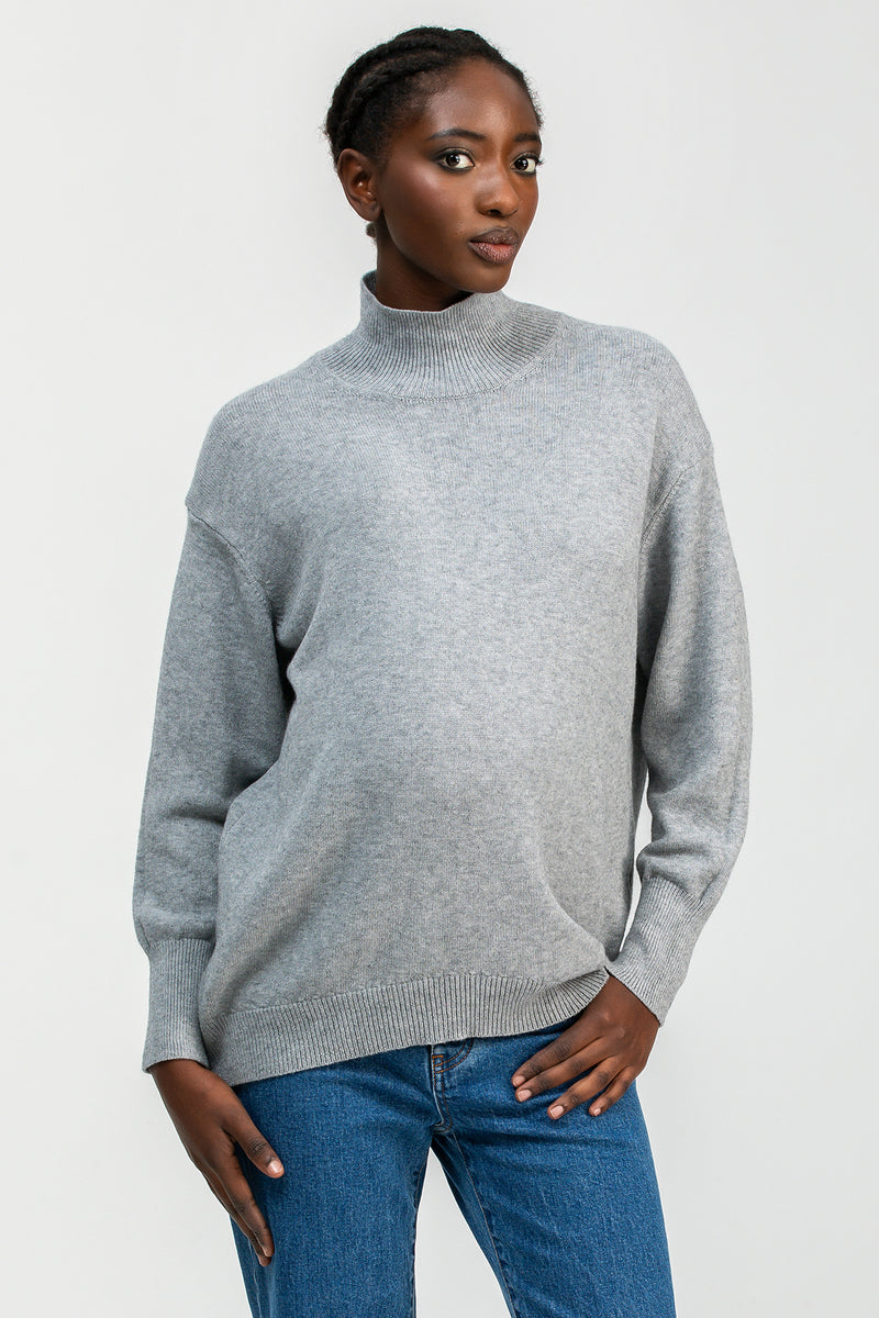 REGINA | Maglia Premaman Grigia con Collo Alto