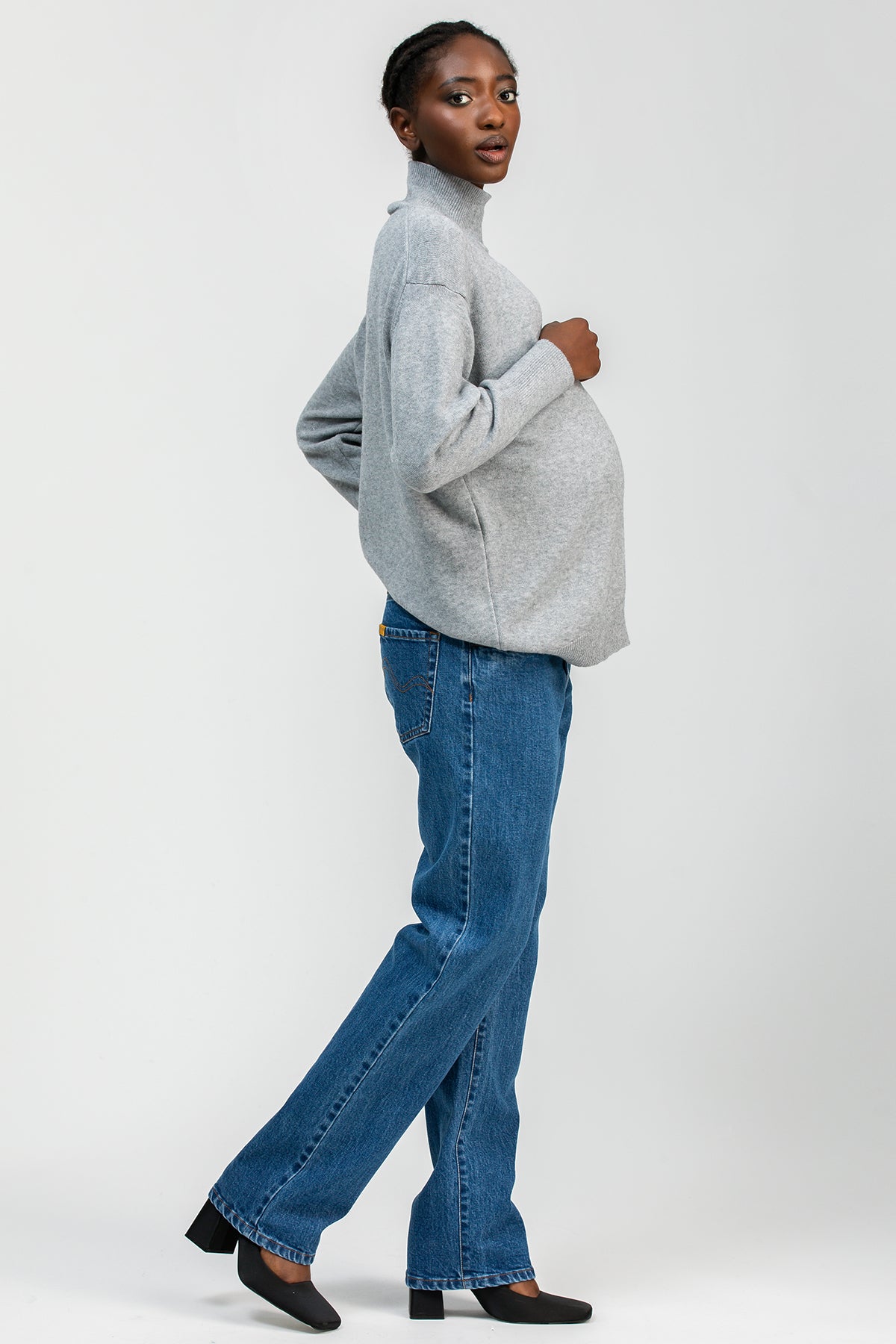 REGINA | Maglia Premaman Grigia con Collo a Lupetto