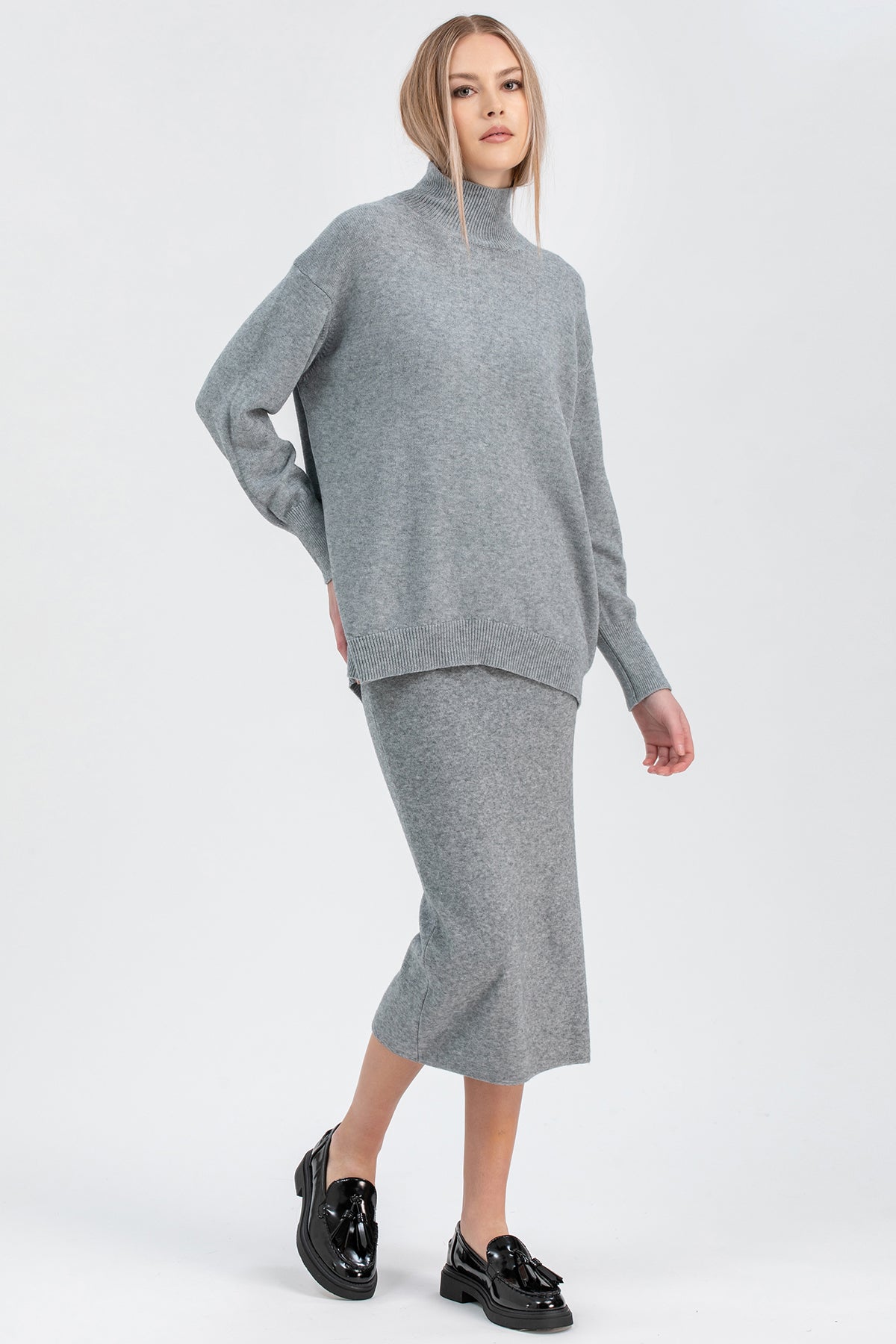 ALBA | Gonna a Tubino in Maglia Grigio