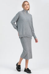 ALBA | Gonna a Tubino in Maglia Grigio
