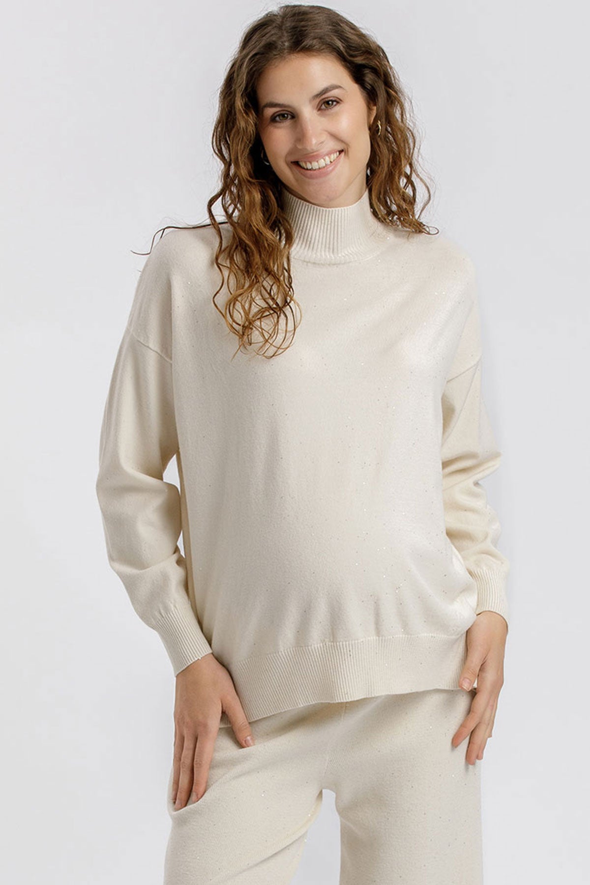 AURA | Maglia Premaman Crema con Paillettes