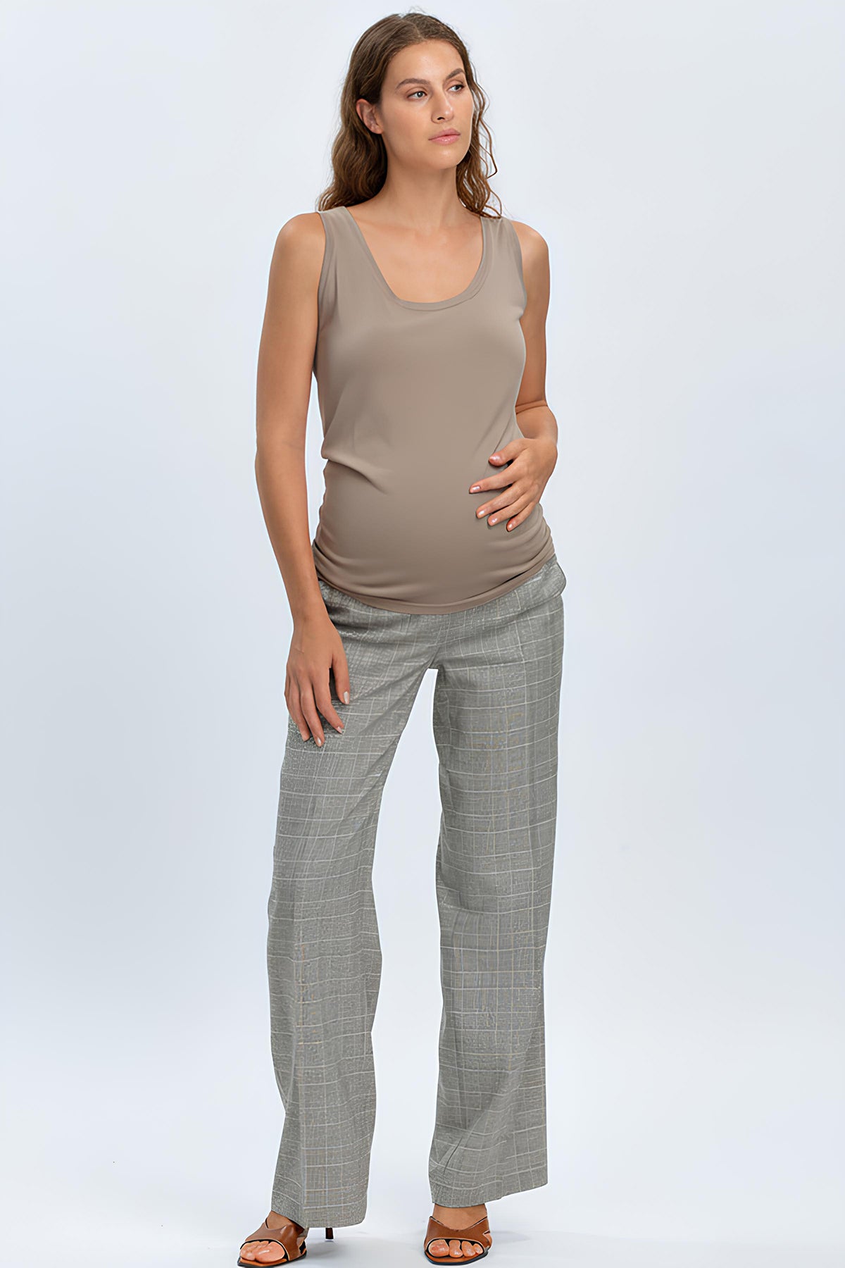 MARETTIMO | Top Premaman Beige con Scollo Rotondo