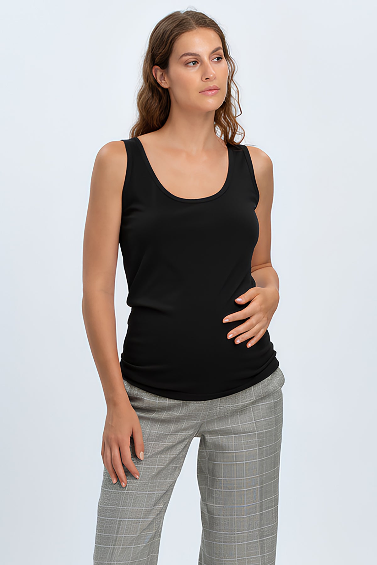 MARETTIMO | Top Premaman Nero con Scollo Rotondo