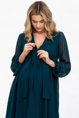 NOVA  | Green Maternity and Nursing Dress in Chiffon