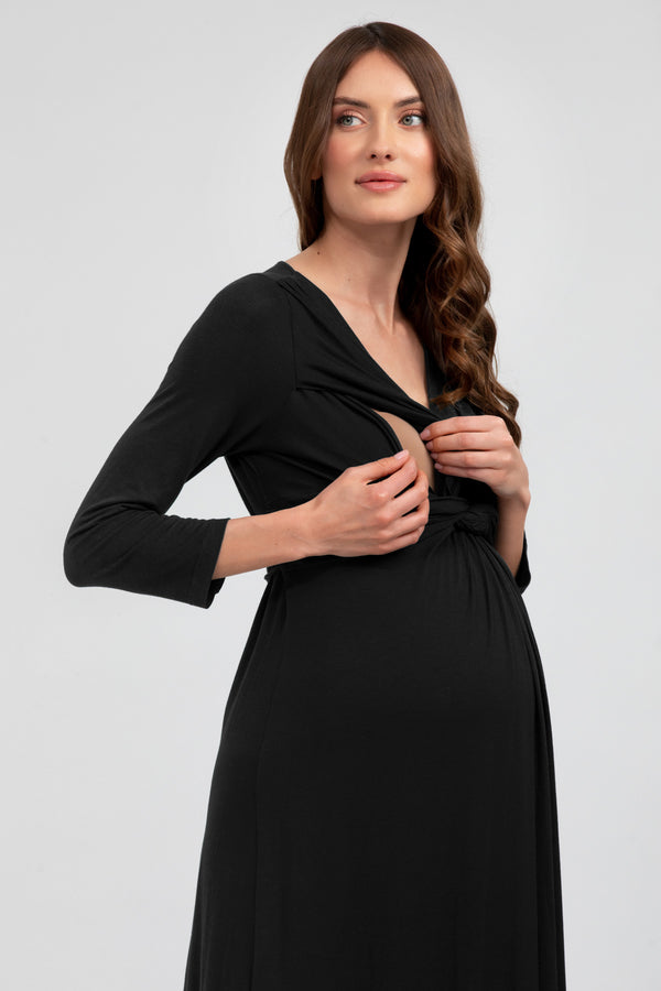 MADONNA DI CAMPIGLIO | Black Maternity and Nursing Dress