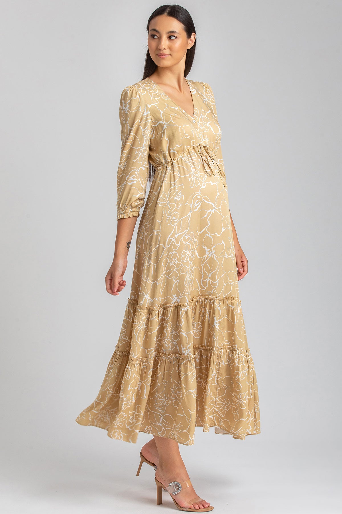 Maternity and Nursing Dress with Frills | ALLEGRA QD51 Maternity and Nursing Dress with Frills | ALLEGRA QD51