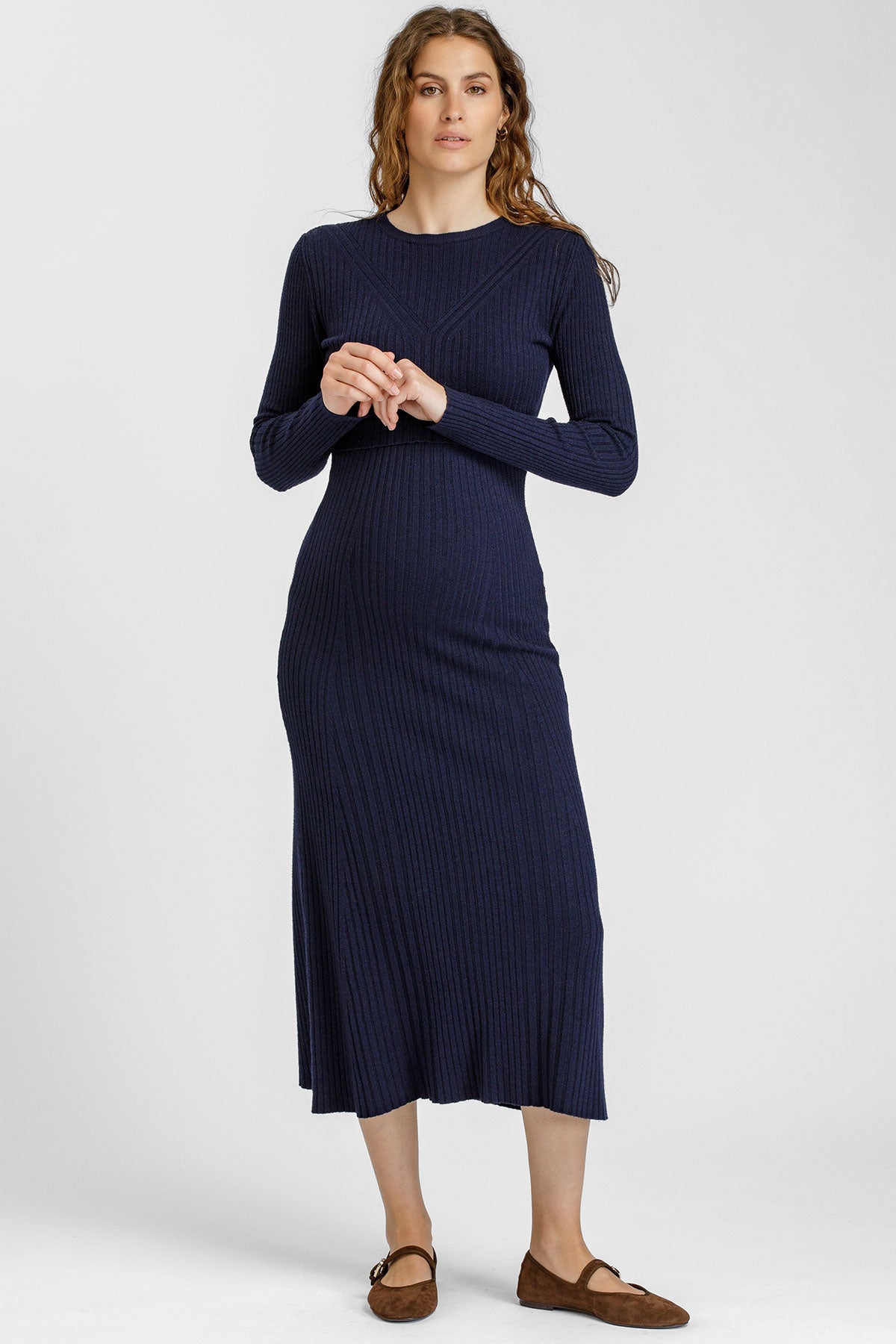GEMMA | Abito Premaman e Allattamento Blu Navy a Costine