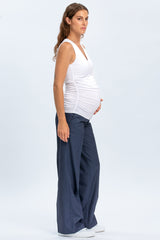 CRISTIAN | Pantaloni Premaman Denim Blu a Gamba Larga