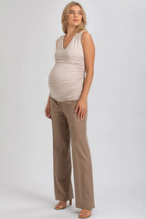DOLCE | Beige Sleeveless Maternity Dress in Soft Bamboo Jersey