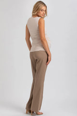 DOLCE | Beige Sleeveless Maternity Dress in Soft Bamboo Jersey