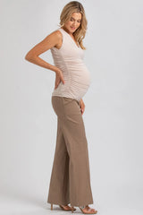DOLCE | Beige Sleeveless Maternity Dress in Soft Bamboo Jersey