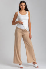 JOSEPH | Beige Maternity Pants in Viscose
