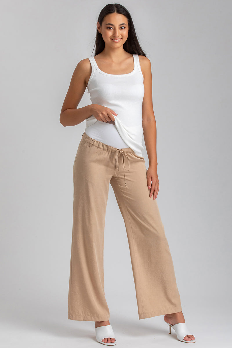 JOSEPH | Beige Maternity Pants in Viscose