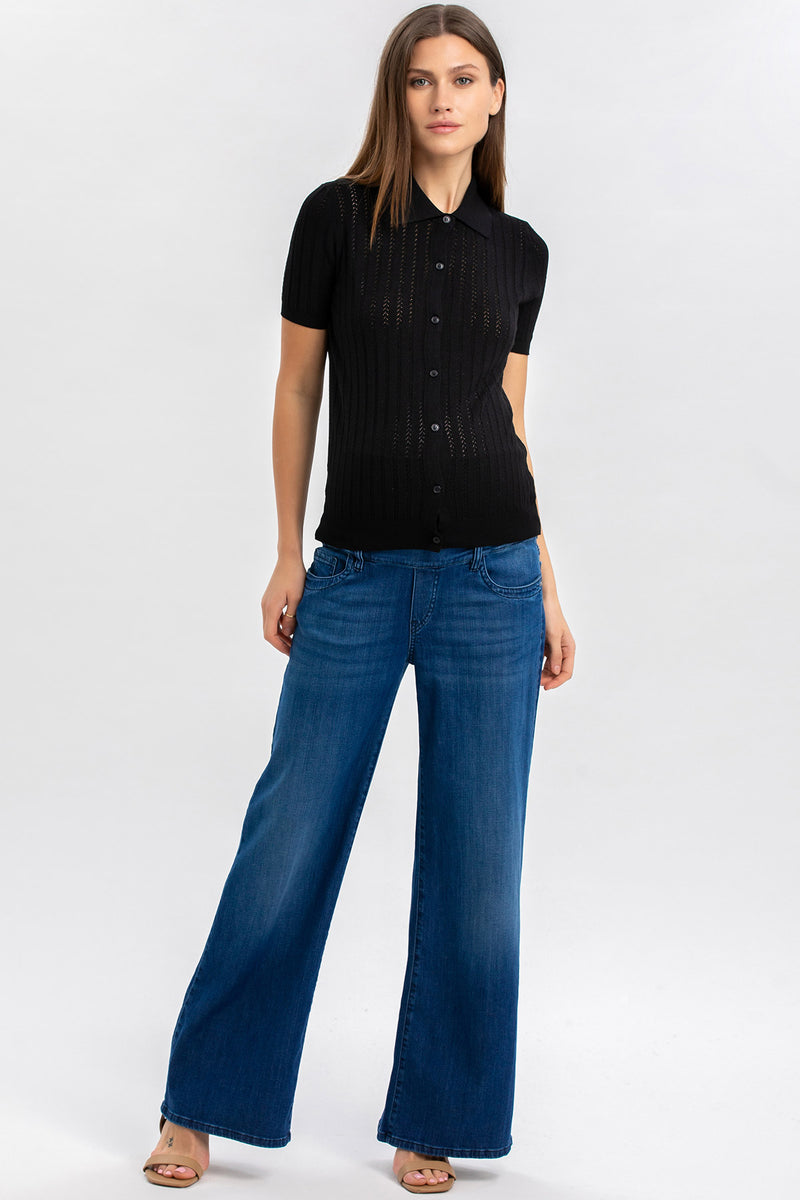 THALIA | Maglia Premaman Nera con Colletto